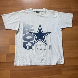 Men's Vintage 90's Dallas Cowboys Gray Double Sided Football Tee Shirt Sz Large